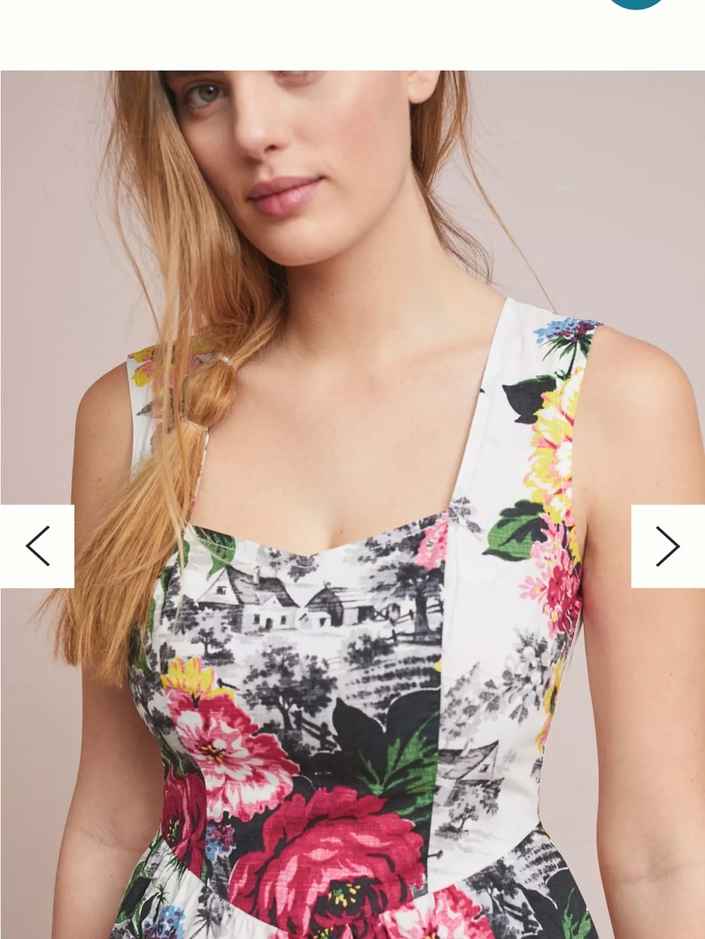 Anthropologie White Dress with Pink & Yellow Floral Print - Picture 10 of 12